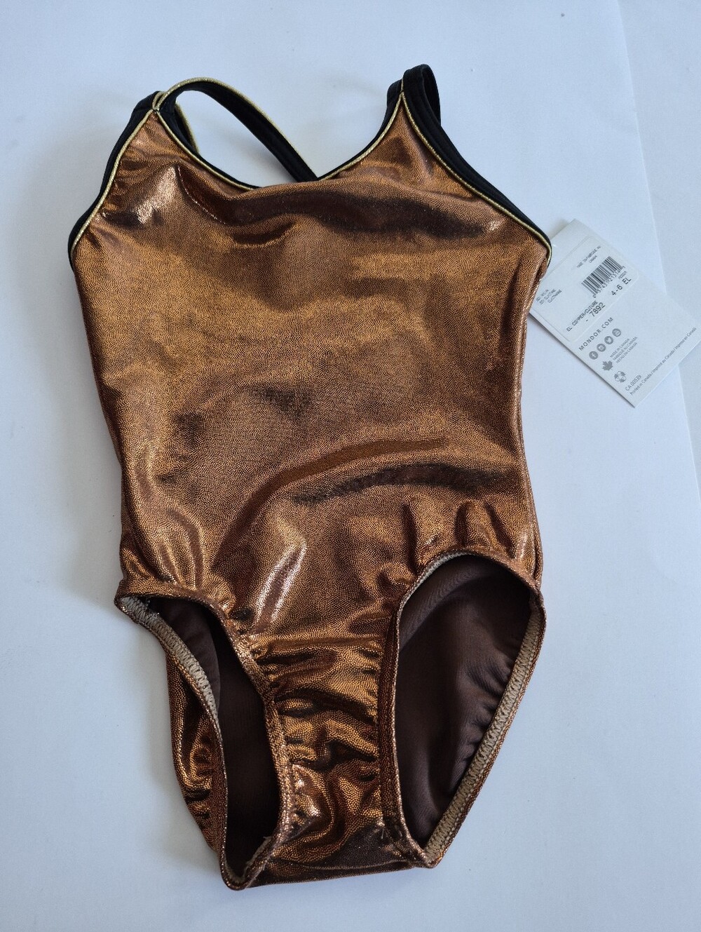 Mondor Gymnastic Dance Kids Metallic Copper Leotard Bodysuit NWT 4-6